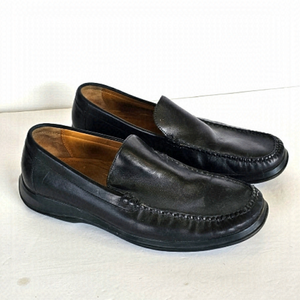Cole Haan Mens Black Leather Loafers Size 10